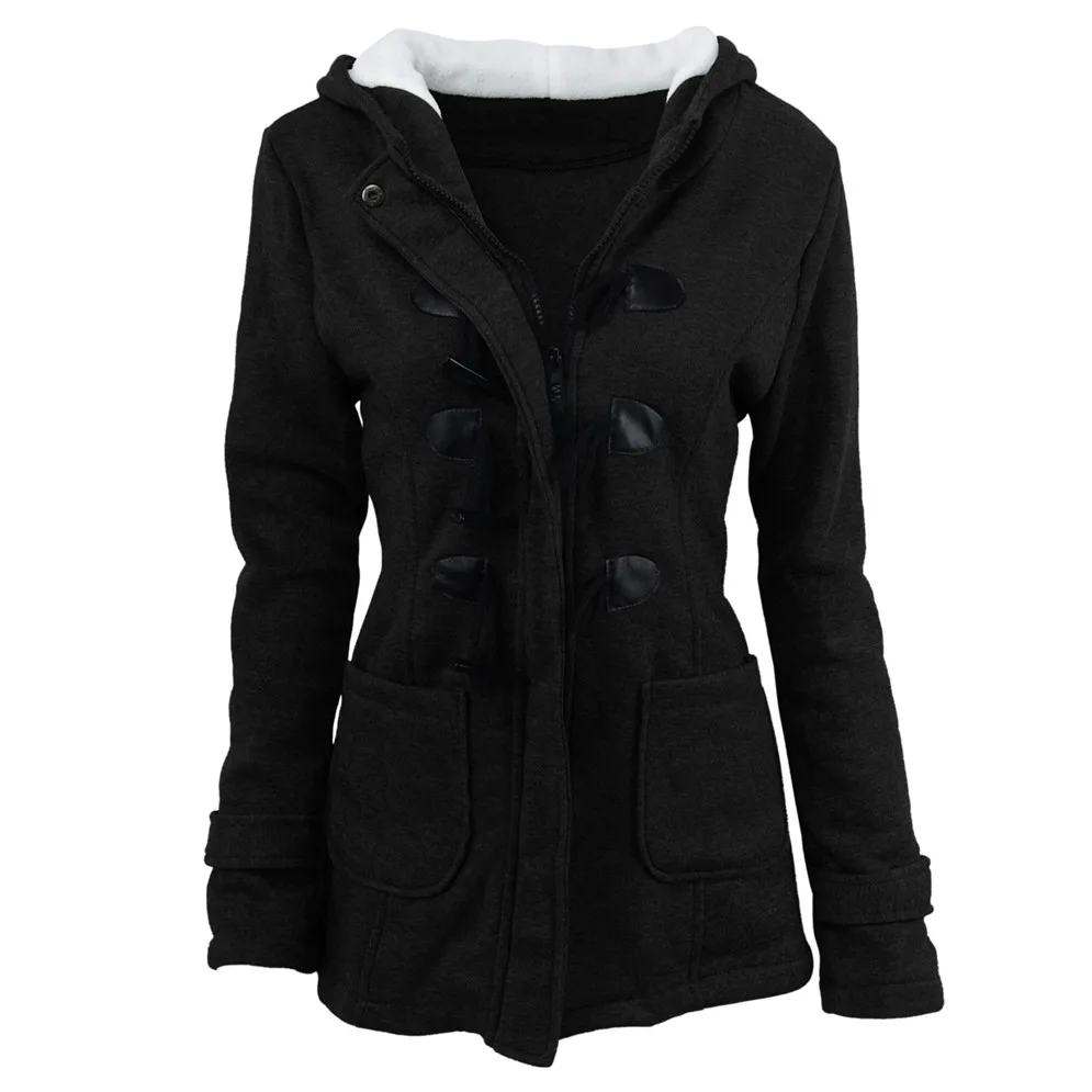 Plus Size S~6XL Women Hooded Coat 2018 Causal Women's Overcoat Female Coat Zipper Horn Button Outwear Jacket Casaco Feminino (7)