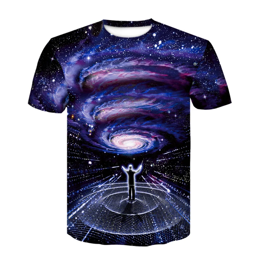 Летняя Стильная мужская футболка 3d принт звезда Галактика Вселенная Космос печать одежда для мужчин короткий рукав топ тройники Футболка M-4XL
