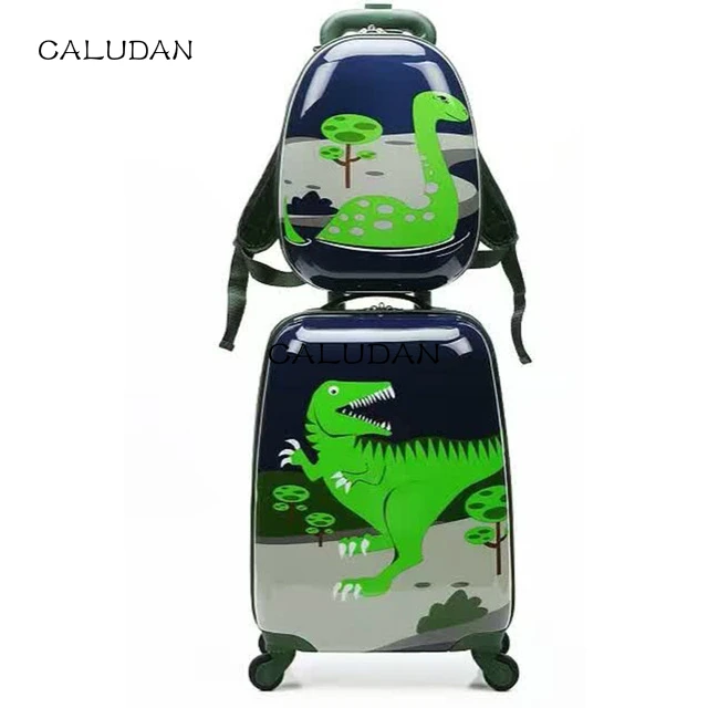 New Cute Cartoon Suitcases Wheel Kids dinosaur Rolling Luggage Set