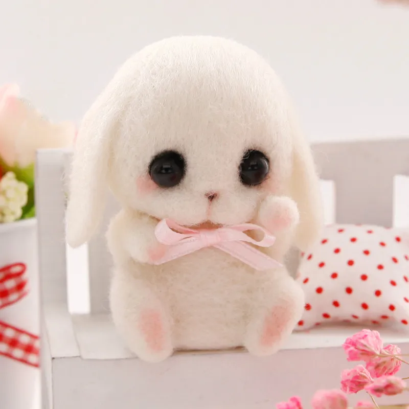 

Non Finished Lovely Mini Lop Rabbit Doll Gift Decoration Wool Felt Poked DIY Handmade Material Bag Felting Animals Sets