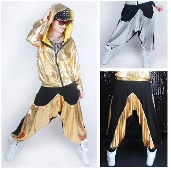 

Kids Adults loose Harem Hip Hop Dance Pants casual Sweatpants Costumes female men unisex wear neon patchwork spliced jazz Pants