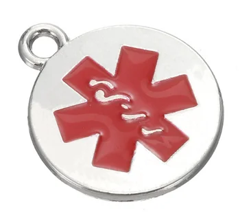 

50pcs Emergency medical sign red enamel Charms pendant silver gold Handmade bracelet necklace Jewelry Making DIY accessories