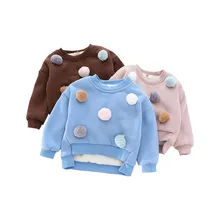 Детская толстовка для девочек плотные утепленные пуловеры из хлопка для детей Детская одежда Детская верхняя одежда для возраста от 2 до 8 лет