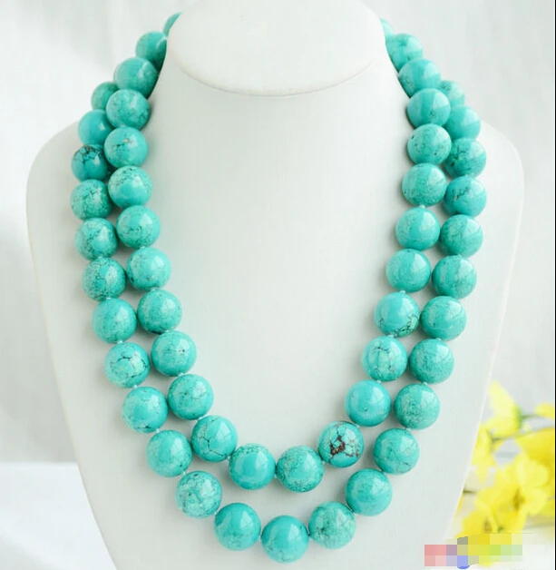 

DD Wholesale FREE SHIPPING >>>> S1802 48" 18mm natural round green round turquoise necklace