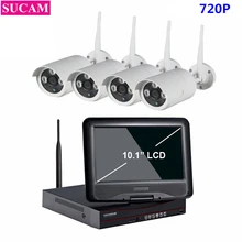 SUCAM 4CH HDMI NVR Kit Wireless CCTV System 10.1 Inch Screen 720P IR Night Vision Security IP Camera WIFI 1TB HDD Plug And Play