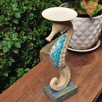 

Rural Retro Sandstone-resistant Hippocampus Figurine Candlestick Garden Decoration Wedding Gift Tourist Souvenir