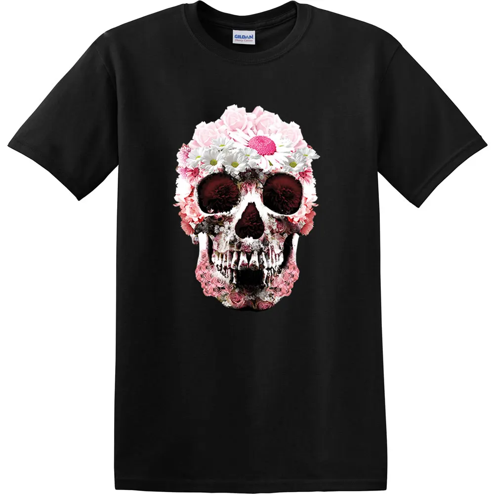Розовый девчушки череп взрослого футболка Дейзи Готический graphic Tee for Для