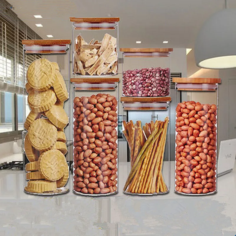 Transparent glass jar tea dried fruit food wine storage bottle sealed cans storage tank with