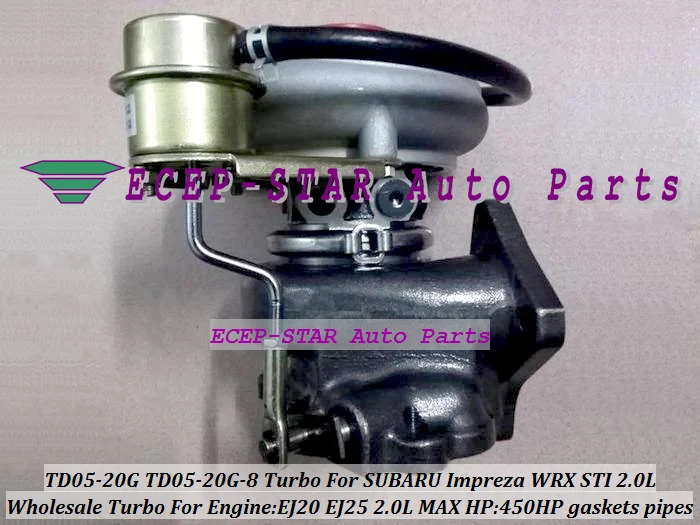 TD05-20G TD05-20G-8 Turbo Turbocharger For SUBARU Impreza WRX STI EJ20 EJ25 2.0L MAX HP 450HP with gaskets and pipes