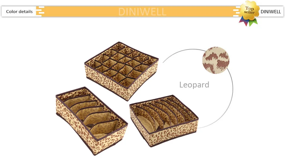3 шт., леопардовая коробка для хранения, домашняя складная коробка-органайзер для носков, галстуков, нижнего белья