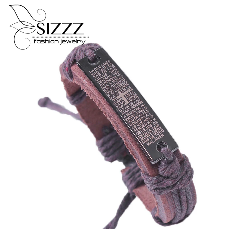 

2016 Fashion Cross Leather Bracelet For Men Women Jesus Christian Religious Jewelry Bracelets Hot Sell Free shipping