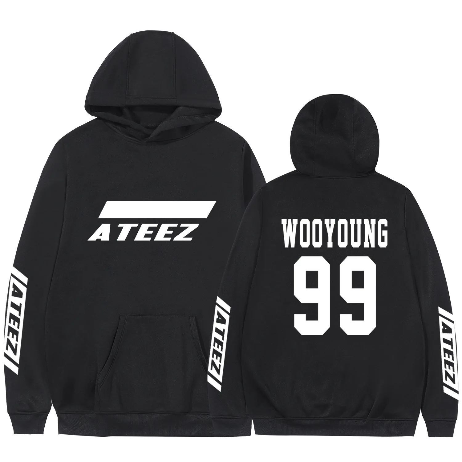 Толстовки Kpop Ateez имитация двух частей толстовки Модный пуловер с