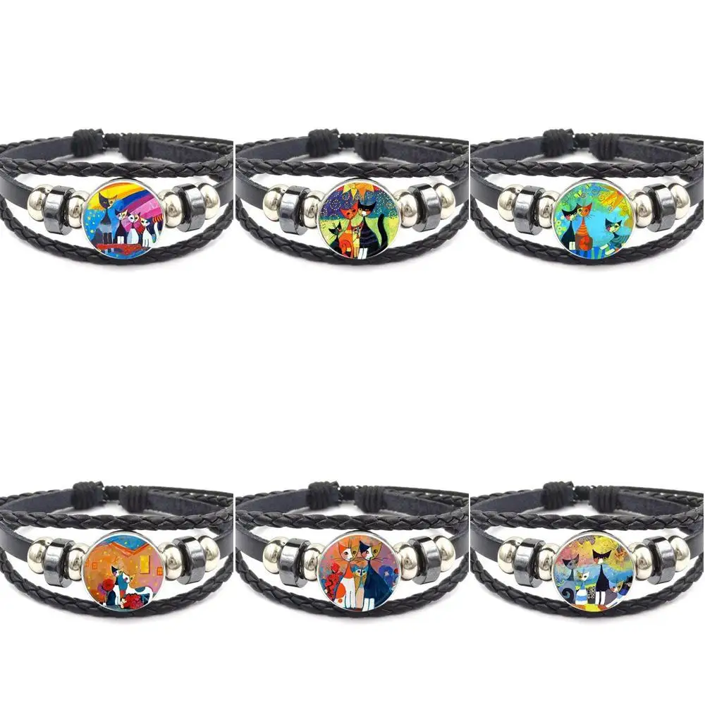 Ювелирные изделия EJ glazed Rosina Wachtmeister с кошками в стиле Харадзюку со стеклянным