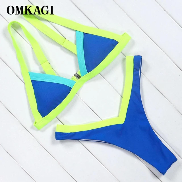 US $10.82 OMKAGI Brand Bikini High Cut Swimsuit Swimwear Women Sexy Bikinis Set Swimming Bathing Suit Beachwe
