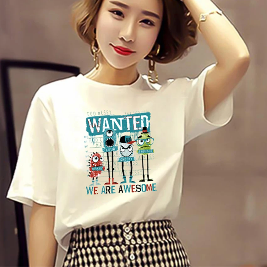 Женская забавная футболка в Корейском стиле Camiseta Mujer летняя винтажная