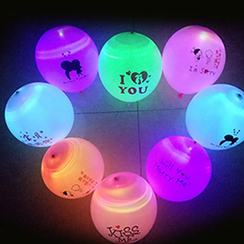 

10 sets of luminous transparent balloons led lights balloons gifts colorful flash luminous fluorescent cartoon ballons