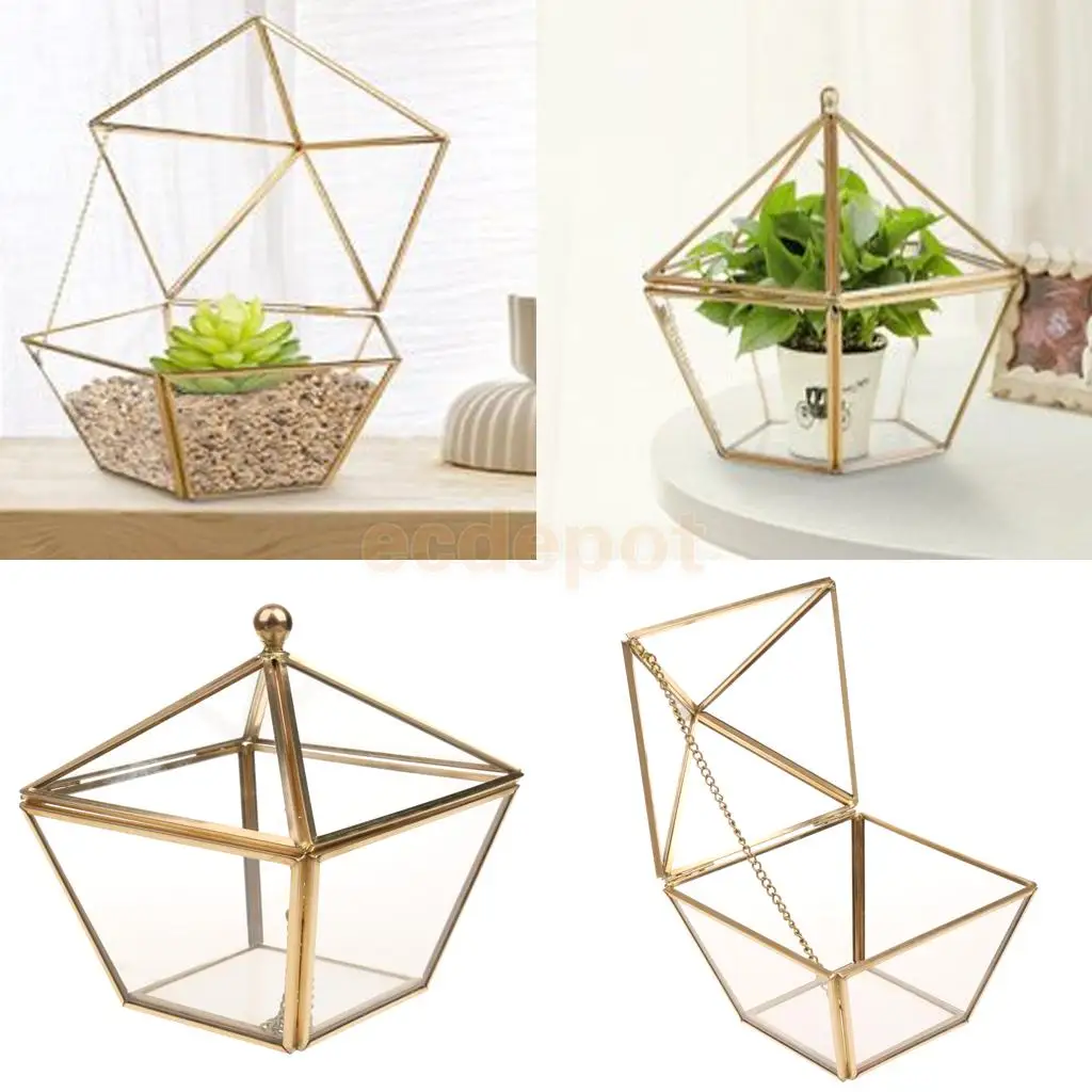 

Geometric Terrarium Metal Faceted Succulent Plants Air Planter Anti Gold Indoor Planter Table Vase Wedding Favor