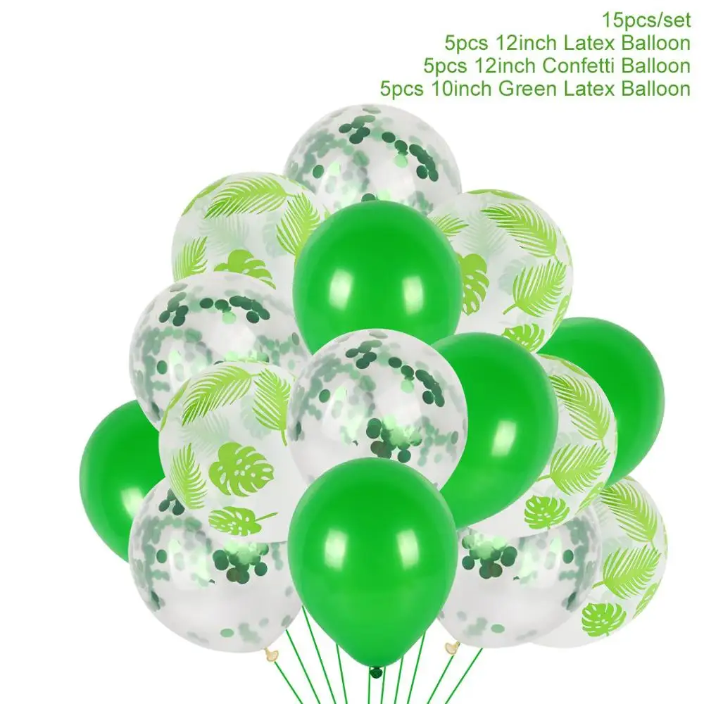QIFU зеленые воздушные шары с пальмовым листом, с изображением животных, Балон, счастливый декор для вечеринки в честь Дня Рождения, Детские джунгли сафари вечерние принадлежности, Гавайские вечерние украшения - Цвет: Tropical Balloon 4