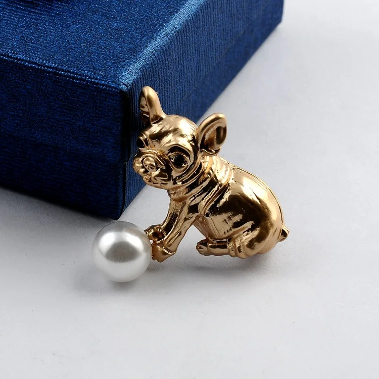 

Gold Color Alloy Dog Brooches for Women Pearl Brooch Pin Fashion Jewelry Winter Accessories