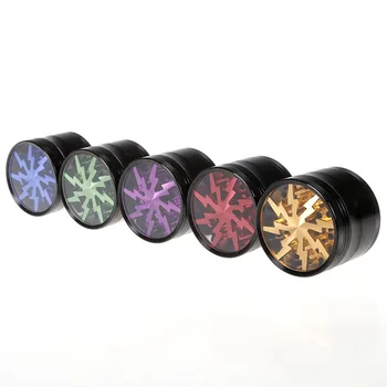 

10 pcs /lot New Metal Aluminum alloy Grinding Machine 63MM 4 layer lightning Tooth Hand Crusher Herb Tobacco Grinder Wholesale