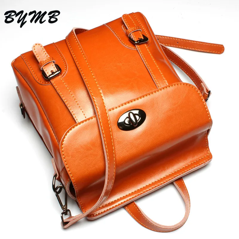 2018 Women Genuine Real Cow Leather Backpack Hasp Bag Fashion Satchel