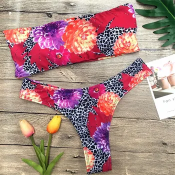 

Psychedelic Floral Women Swimwear Bandage Bikini Set Push-up Padded Bra 2018 Bathing Suit Maillot De Bain Flower Print Swimsuit