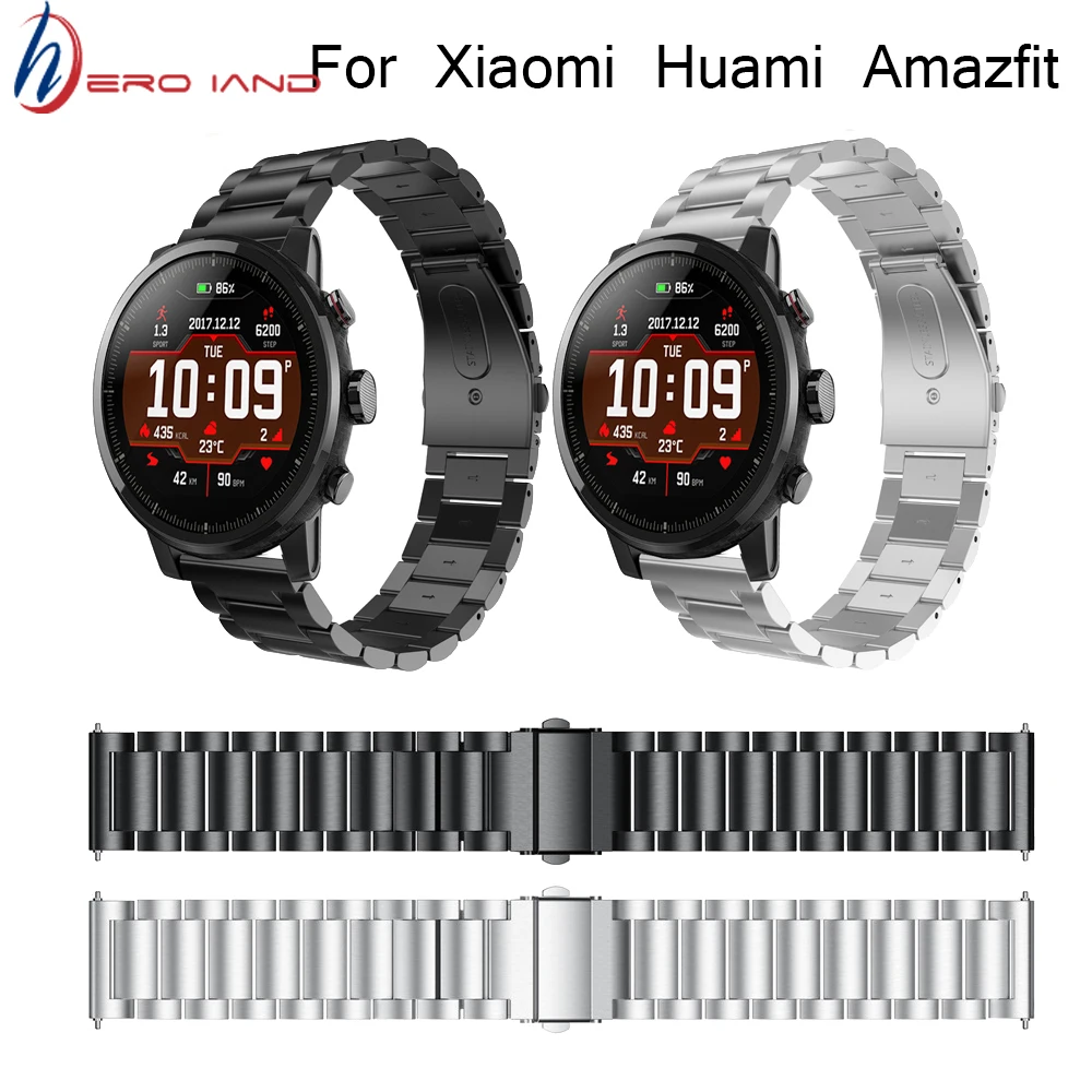 22 мм металлический ремешок из нержавеющей стали для Xiaomi Huami Amazfit часы браслет Миланская петля магнитные ремни для Amazfit Pace Stratos 2