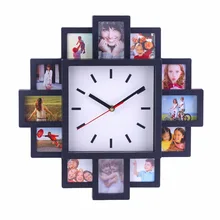 Unique DIY 12 Photo Frame-design Wall Clock Pretty Home Shop Decorative Clock Indoor Modern Design Wall-mounted Clock