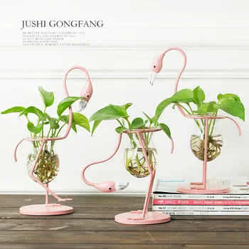 

Flamingo Hydroponic Vase Green Radish Container Desktop Decoration Decoration Plant Glass Bottle Flower Arrangement Container