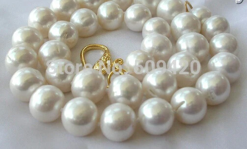

~~ Free Shipping >>stunning big 12mm round white freshwater cultured pearl necklace