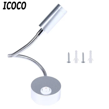 

ICOCO 1pc Silver Aluminum Flexible Hose LED Wall Lamp 1W Arm Light White Warm Light Bathroom Bedroom Bedside Reading Study Light