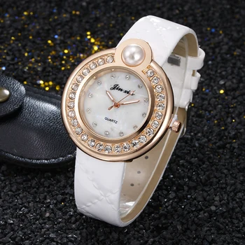 

2018 ladies Watch Fashion Luxury Ladies Quartz Wristwatch Top Brand Leather Strap analog pearl Watch Women Watches reloj mujer
