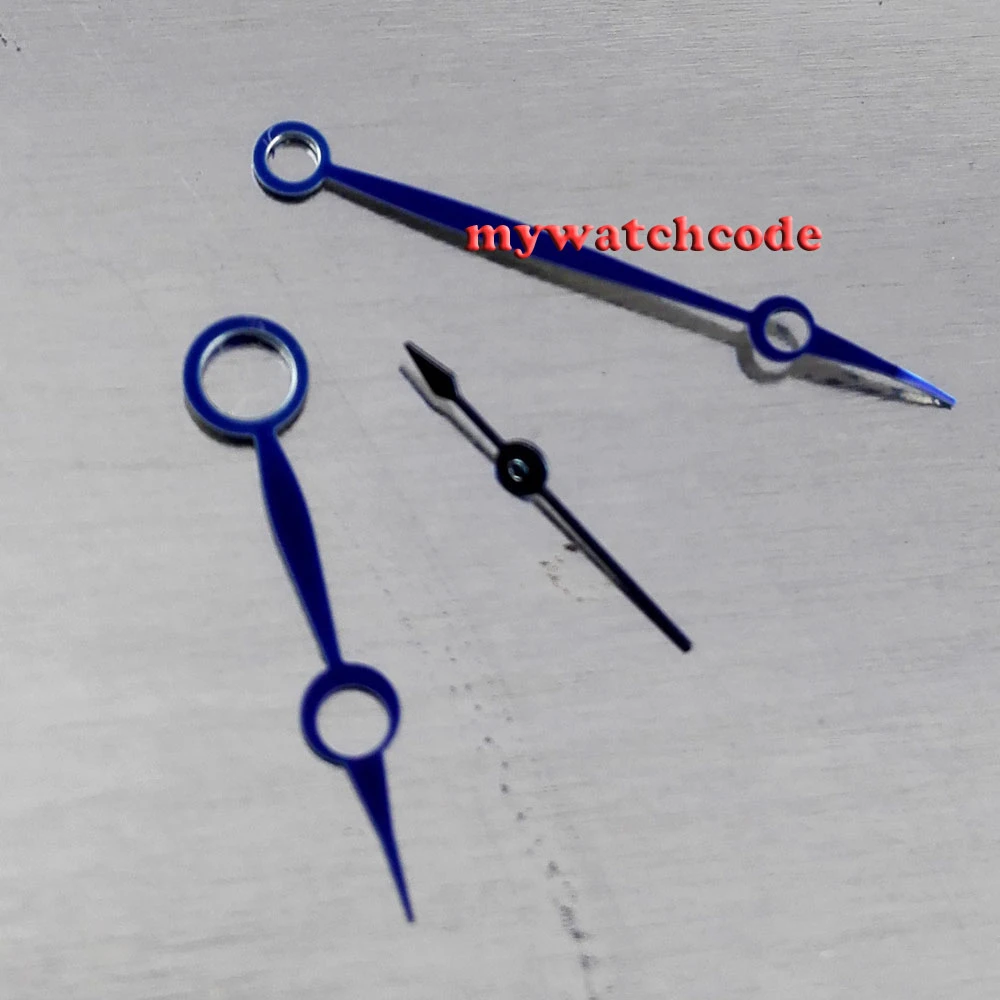 Blue Silver Steel Watch Hands For ETA Unitas 6498 6497 ST36 Hand