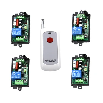 

New 220V 1CH Wireless Power Switch System 4 Receiver + 1Transmitter Remote Controller 10A Relay