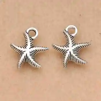 

KJjewel Antique Silver Plated Starfish Charms Pendant fit European Bracelets Necklace Jewelry Making Accessories DIY 16x14mm