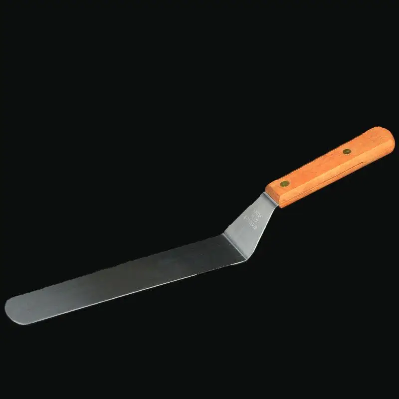 Stainless Steel Angled Cake Icing Spatula With Wood Handle Baking