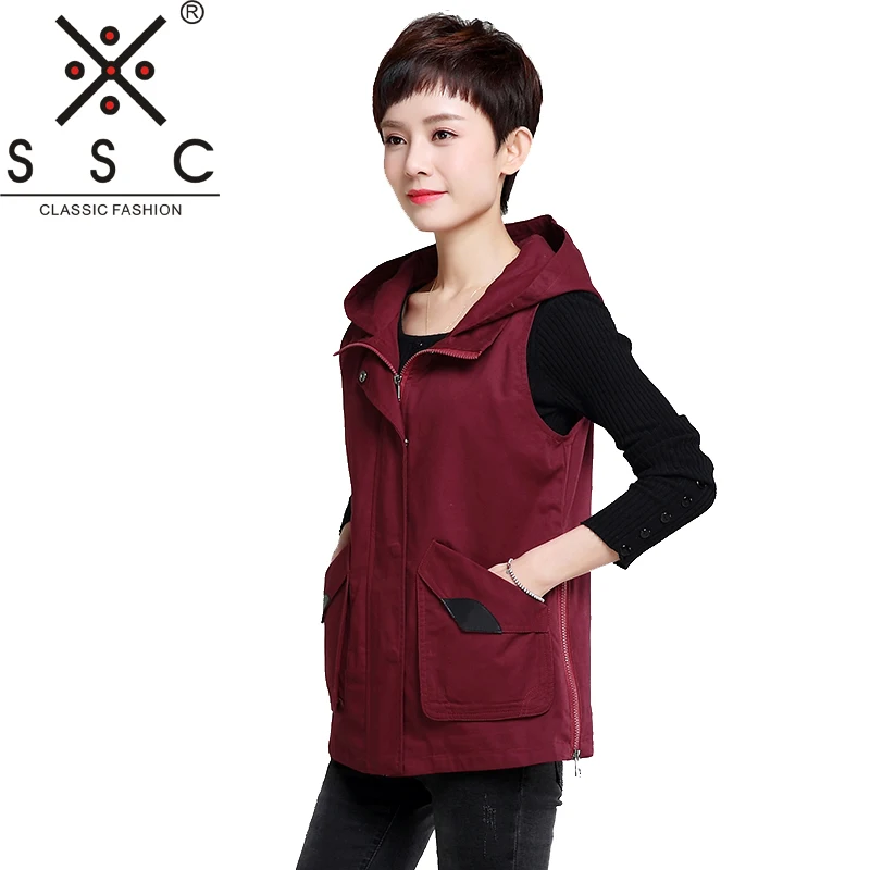 Women's Casual Spring Hooded Short Vest 2018 Cotton Fashion Ladies