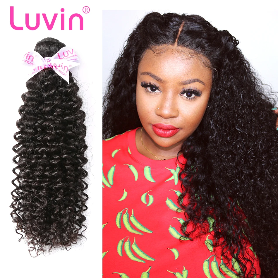 

Luvin Mongolian Kinky Curly Hair 100% Remy Human Hair Weave Bundles Natural Color 8"-28" Free Shipping