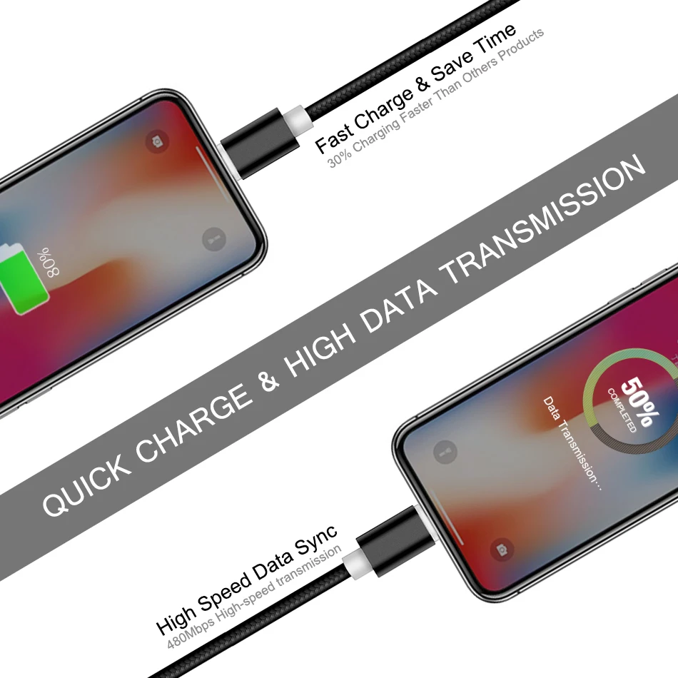 USB кабель Lightning для IOS быстрая зарядка линия питания IPhone X 8 7 6 6S Plus 5 5S SE кабели