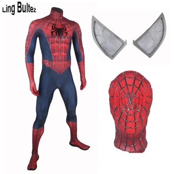 

Ling Bultez High Quality Embossed Cobwebs Spiderman Costume Classic Raimi Spiderman Cosplay Costume Raimi Spiderman Suit