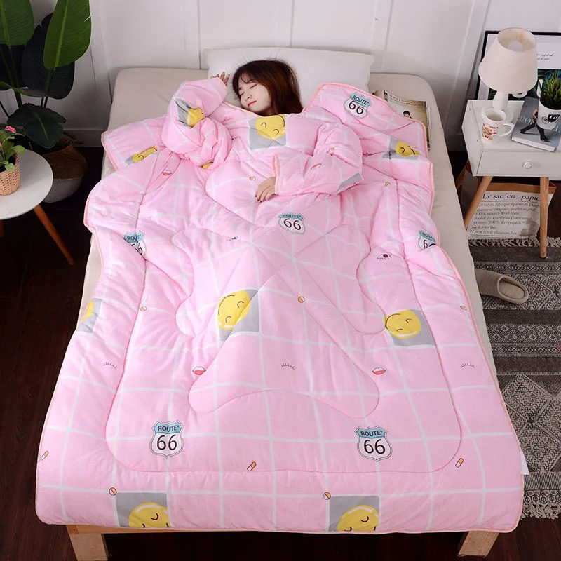 

winter Comforters autumn Lazy Quilt with Sleeves family Blanket Cape Cloak Nap Blanket Dormitory Mantle Covered Blanket