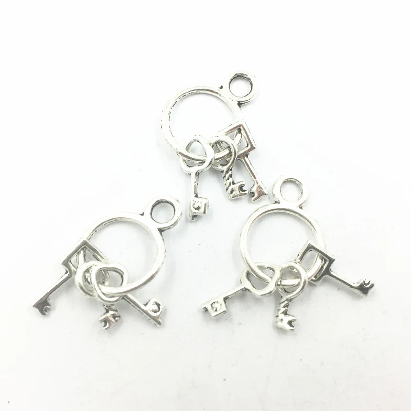 

Pendants For Bracelets Keys Ancient Silver Tone Metal Fashion Craft Jewelry DIY Charms Findings 26mm 10Pcs