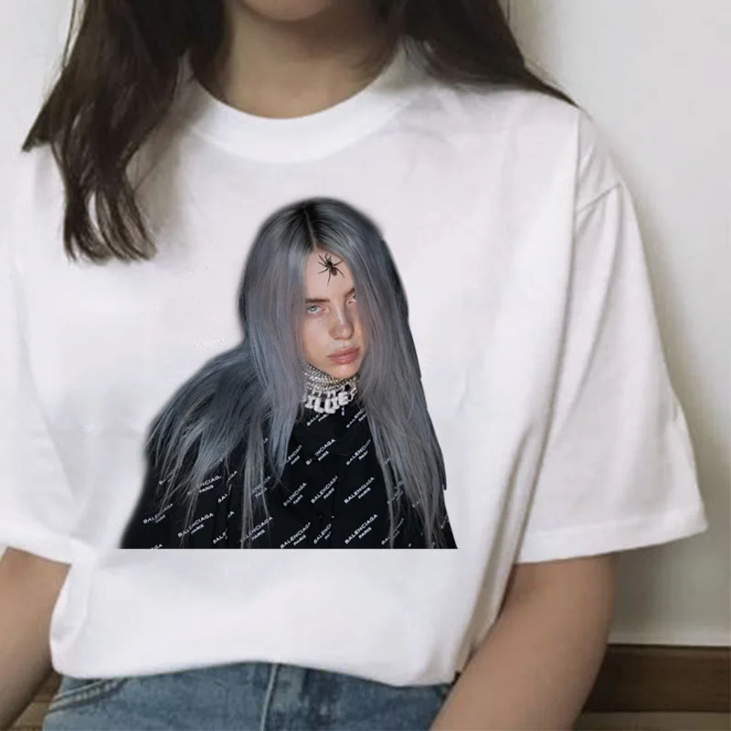 Billie eilish Футболка женская футболка одежда femme Футболка лето футболки Повседневная Женская harajuku уличная хип-хоп Футболка