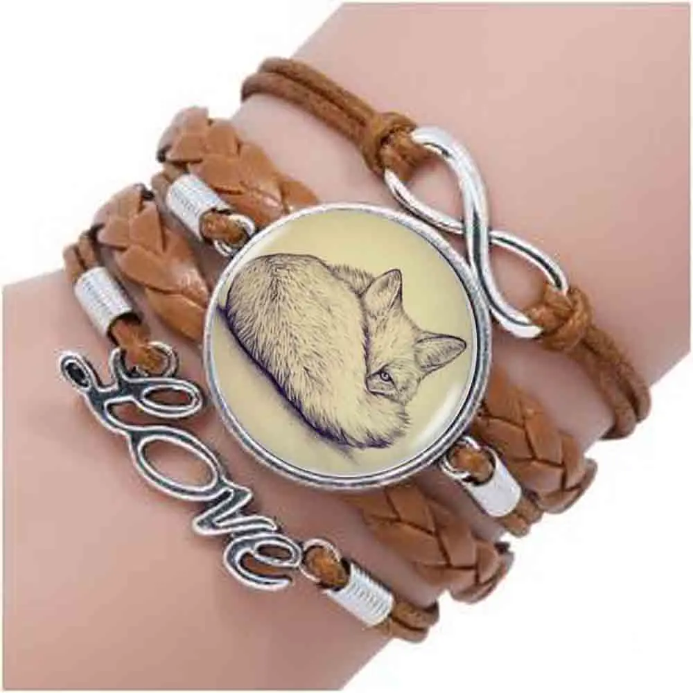 

2017 Fox bracelet Choker Statement Silver bracelet For Women Dress Accessories Glass Dome Jewelry Handmade Accessory
