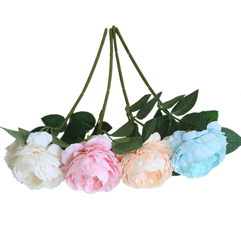 

Single head Western rose core peony artificial flower home decoration wedding bouquet flowers fake flower gift for March 8th
