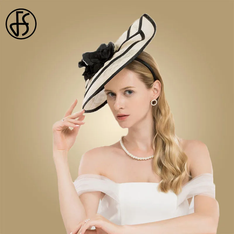 Sombreros elegantes de mujer para bodas, sombrero de cóctel de Sinamay con flores, vestido de iglesia de Kentucky - 5