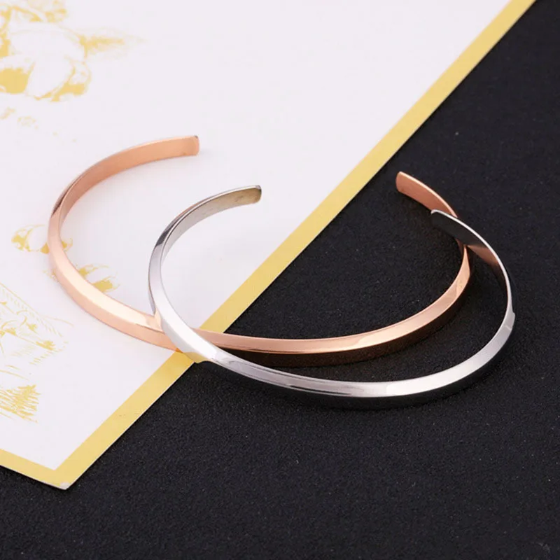 

2pcs/Lot Titanium Steel Cuff Bangle Bracelet Engraved Logo Lettering Bangle Bracelets Fit DW Men Women Gift