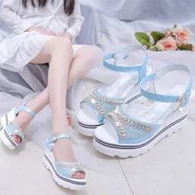 New wedge sandals female fish mouth buckle with flat bottom platform waterproof platform thick bottom sponge cake women's shoes New wedge sandals female fish mouth buckle with flat bottom platform waterproof platform thick bottom sponge cake women's shoes