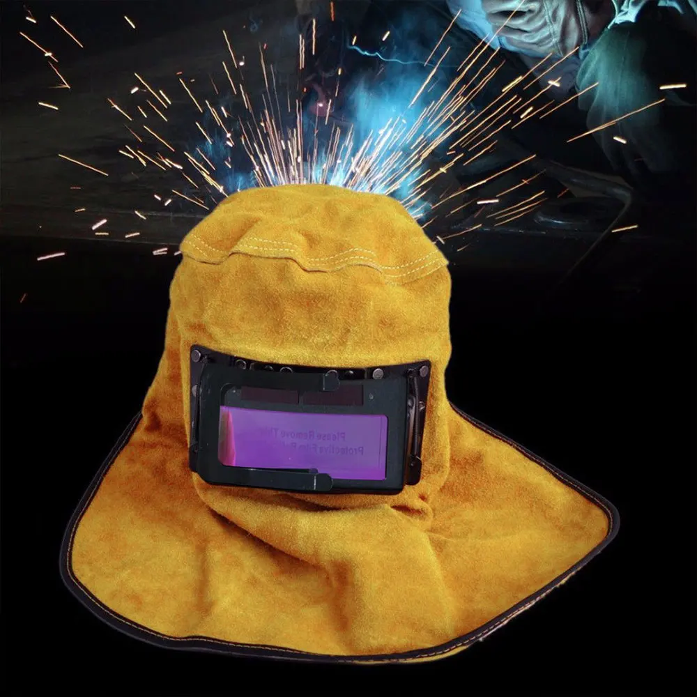 Сварочный шлем маска сварщика кожаный капот анти-УФ Солнечная Авто Затемнение желтый 60 мАч литиевая батарея антибликовый объектив Arc Tig Mig