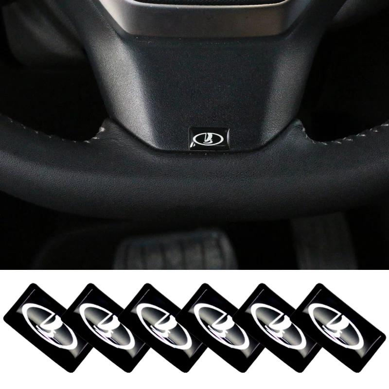 

6pcs/set case for lada niva kalina priora granta largus vaz samara 2110 Steering wheel 3D Epoxy Car decoration sticker